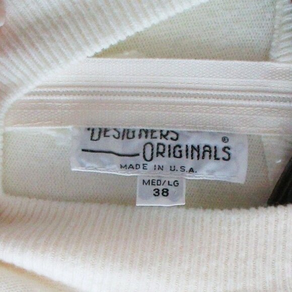 Designers Originals Winter White Sweater 38 Medium/Large Ribbed Collar Pullover - Picture 3 of 4